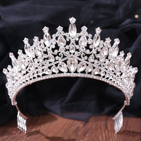 Queen Tiara and Crown with Comb, Bridal, Pageant Prom, Halloween, Birthday Gift